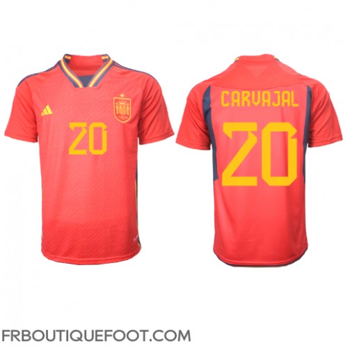 Maillot de foot Espagne Daniel Carvajal #20 Domicile vêtements Monde 2022 Manches Courtes